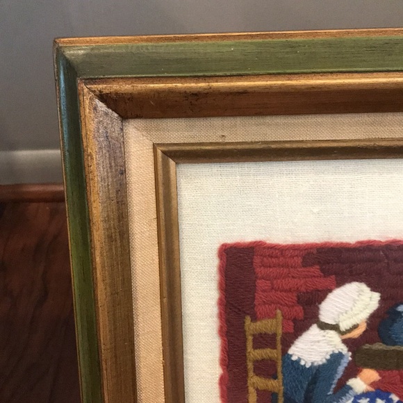 VTG Betsy Ross Sewing Flag Framed Crewel - Picture 3 of 7
